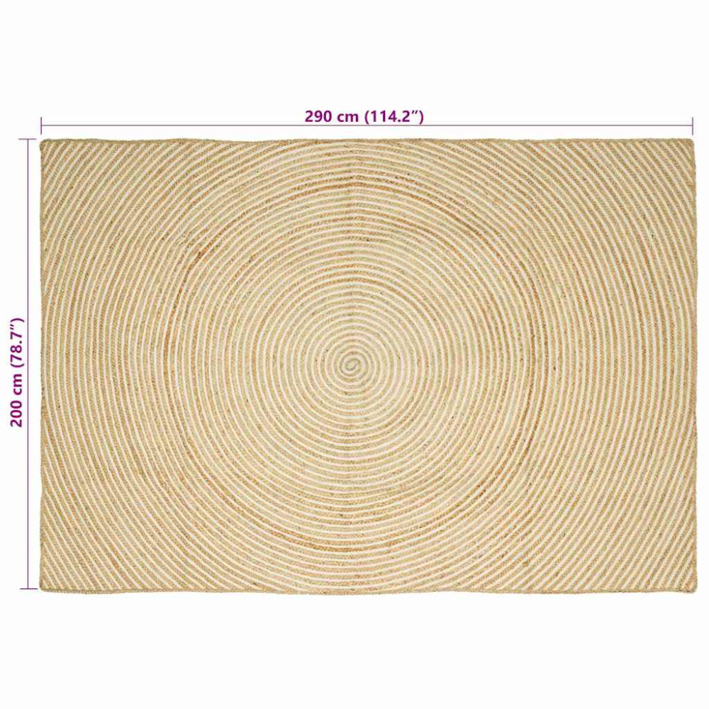 Produktbild för Områdesmattor Vit 200 x 290 cm Jute