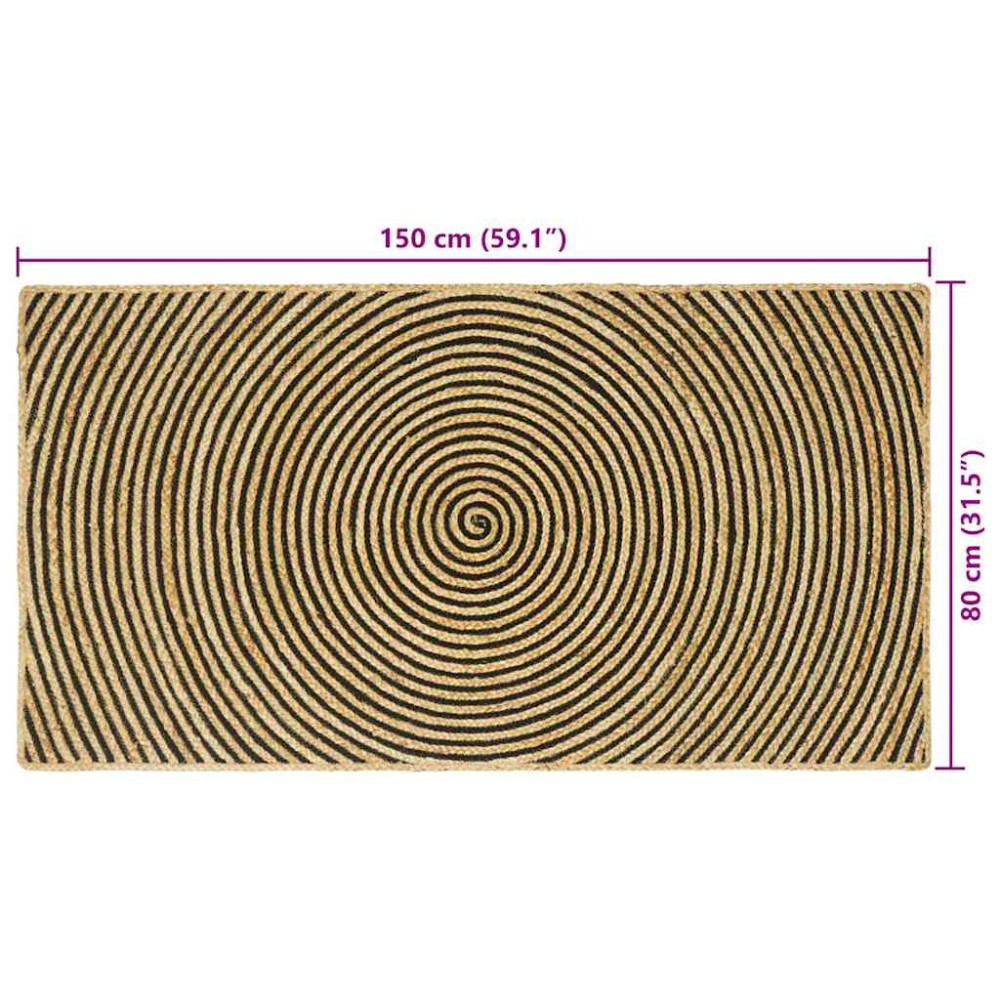 Produktbild för Områdesmattor Svart 80 x 150 cm Jute