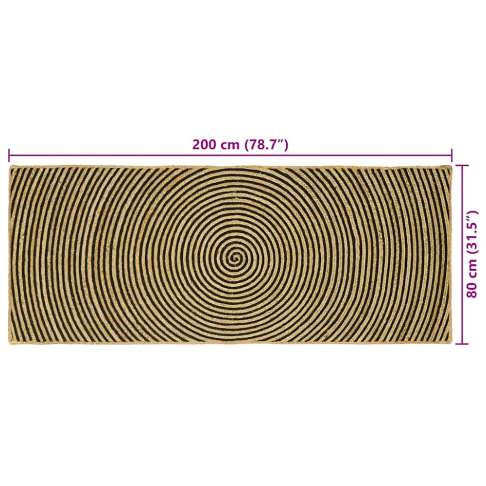 Produktbild för Områdesmattor Svart 80 x 200 cm Jute