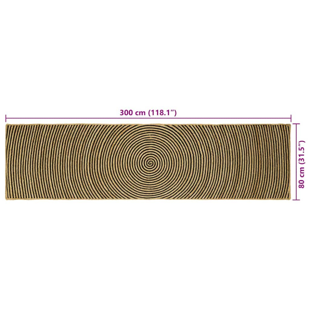 Produktbild för Områdesmattor Svart 80 x 300 cm Jute