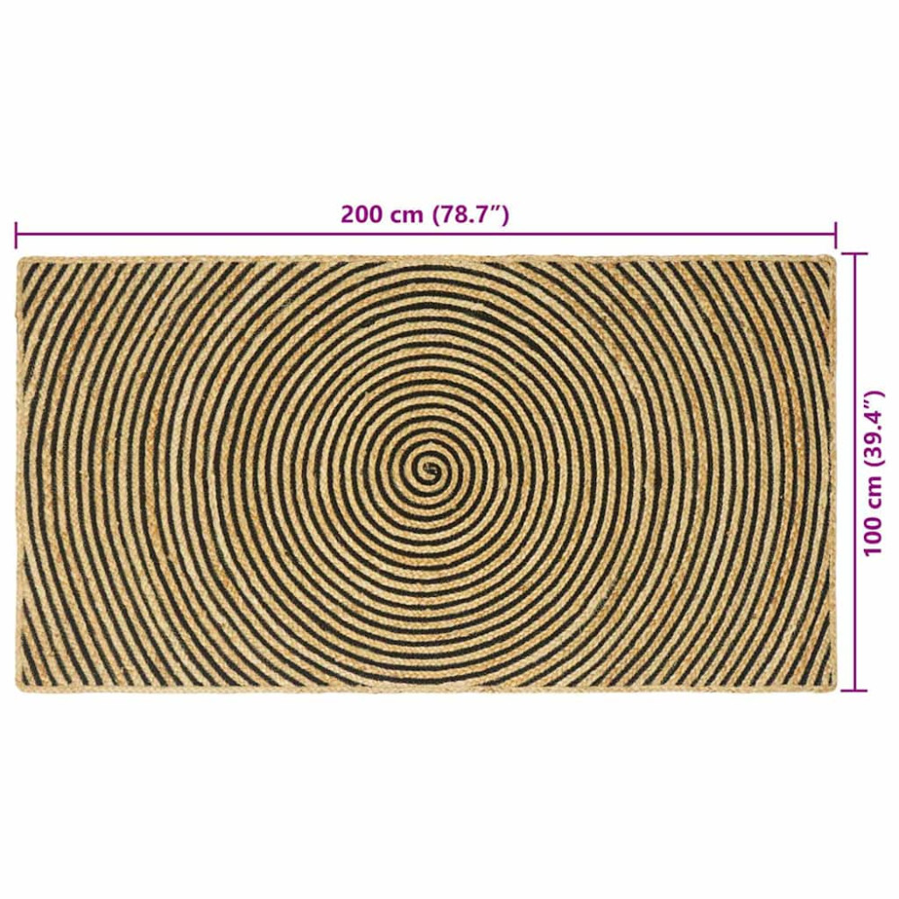 Produktbild för Områdesmattor Svart 100 x 200 cm Jute