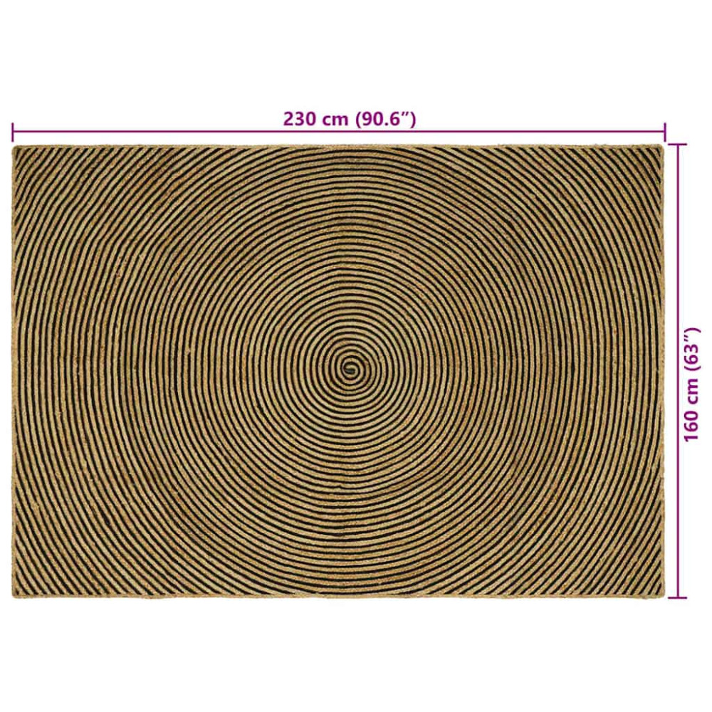 Produktbild för Områdesmattor Svart 160 x 230 cm Jute
