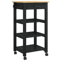 Produktbild för Köksvagn MONZA Svart 48 x 40 x 88,5 cm Massiv furu