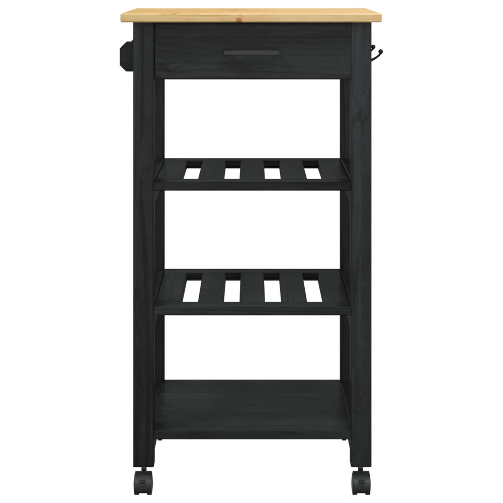 Produktbild för Köksvagn MONZA Svart 48 x 40 x 88,5 cm Massiv furu