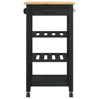 Produktbild för Köksvagn MONZA Svart 48 x 40 x 88,5 cm Massiv furu