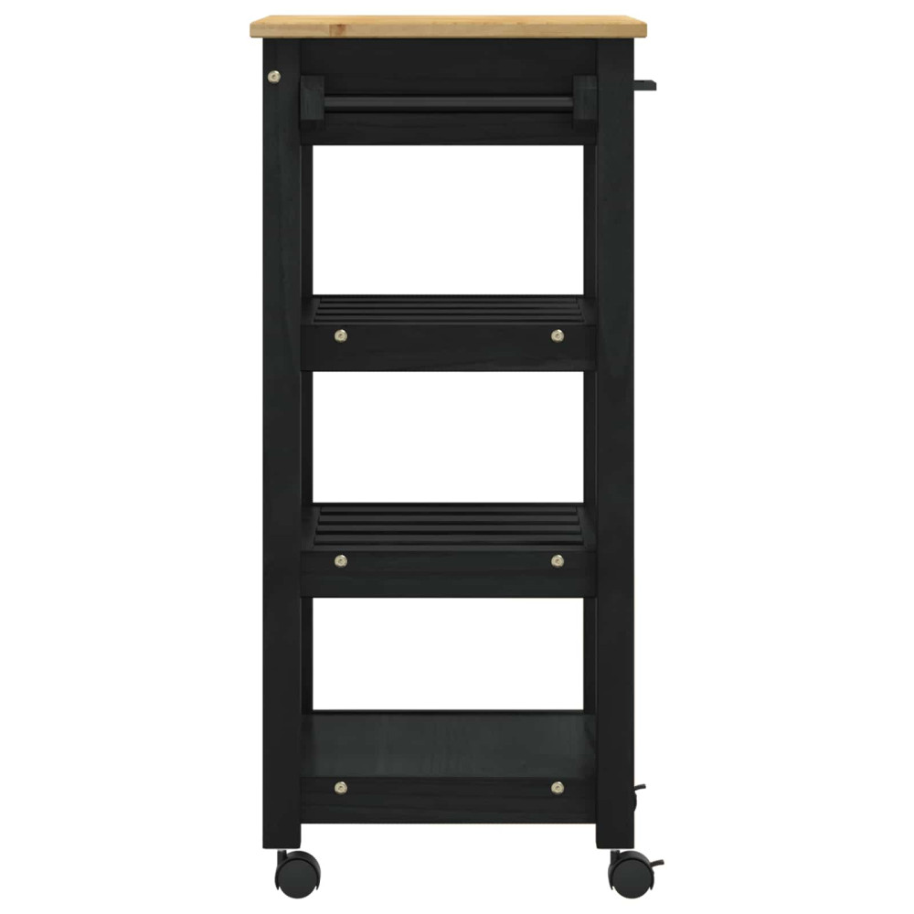 Produktbild för Köksvagn MONZA Svart 48 x 40 x 88,5 cm Massiv furu