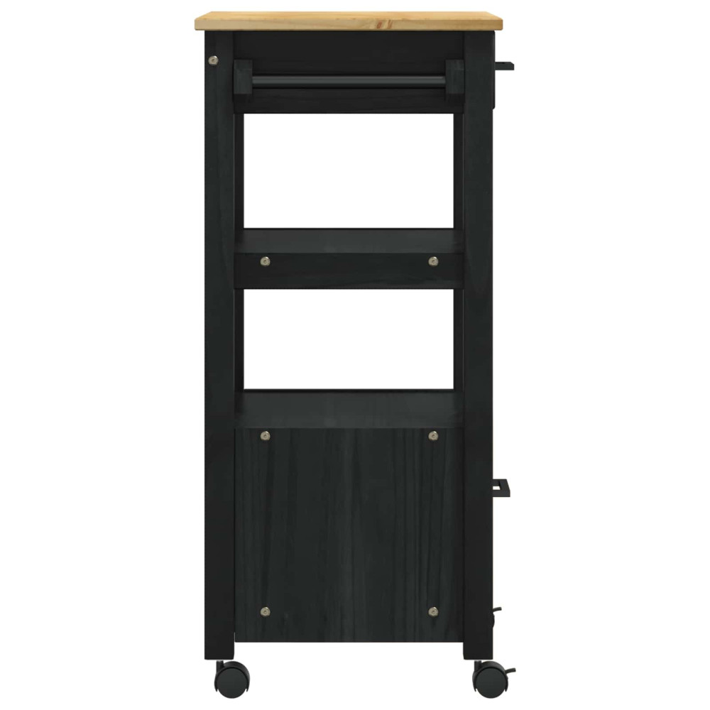 Produktbild för Köksvagn MONZA Svart 48 x 40 x 88,5 cm Massiv furu