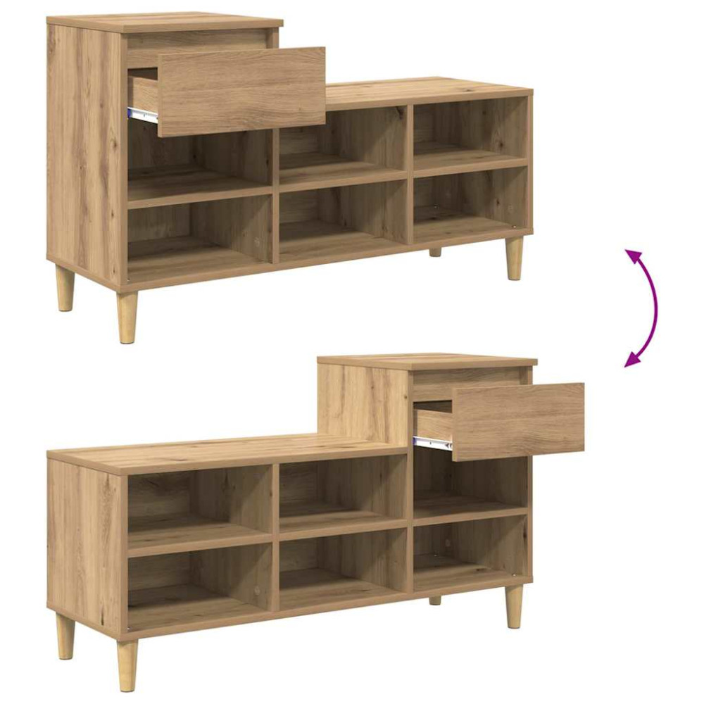 Produktbild för Skoskåp med låda Artisan Ek 102 x 36 x 60 cm Konstruerat trä