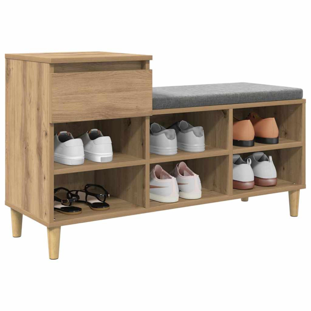 Produktbild för Skoskåp med låda Artisan Ek 102 x 36 x 60 cm Konstruerat trä