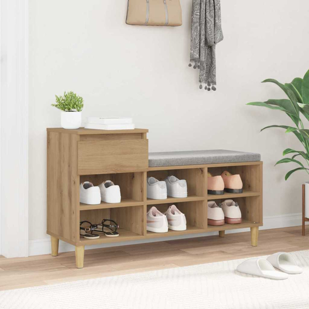 Produktbild för Skoskåp med låda Artisan Ek 102 x 36 x 60 cm Konstruerat trä