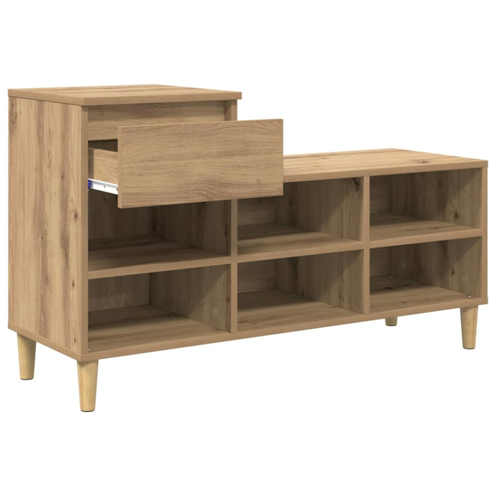 Produktbild för Skoskåp med låda Artisan Ek 102 x 36 x 60 cm Konstruerat trä