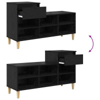 Produktbild för Skoskåp med låda Svart Ek 102 x 36 x 60 cm Konstruerat trä