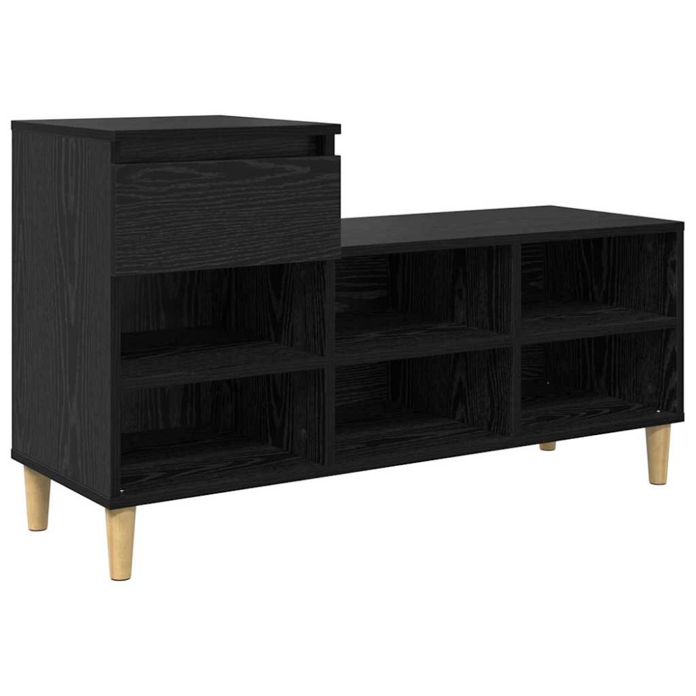 Produktbild för Skoskåp med låda Svart Ek 102 x 36 x 60 cm Konstruerat trä