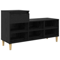 Produktbild för Skoskåp med låda Svart Ek 102 x 36 x 60 cm Konstruerat trä