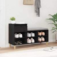 Produktbild för Skoskåp med låda Svart Ek 102 x 36 x 60 cm Konstruerat trä