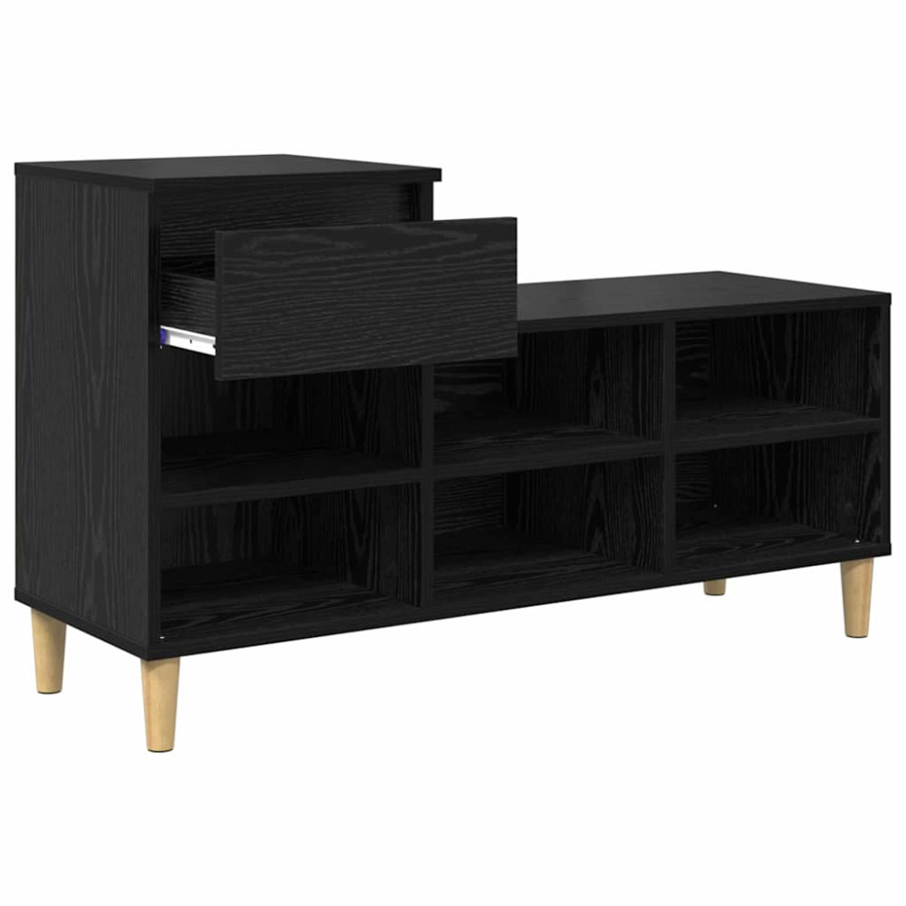 Produktbild för Skoskåp med låda Svart Ek 102 x 36 x 60 cm Konstruerat trä