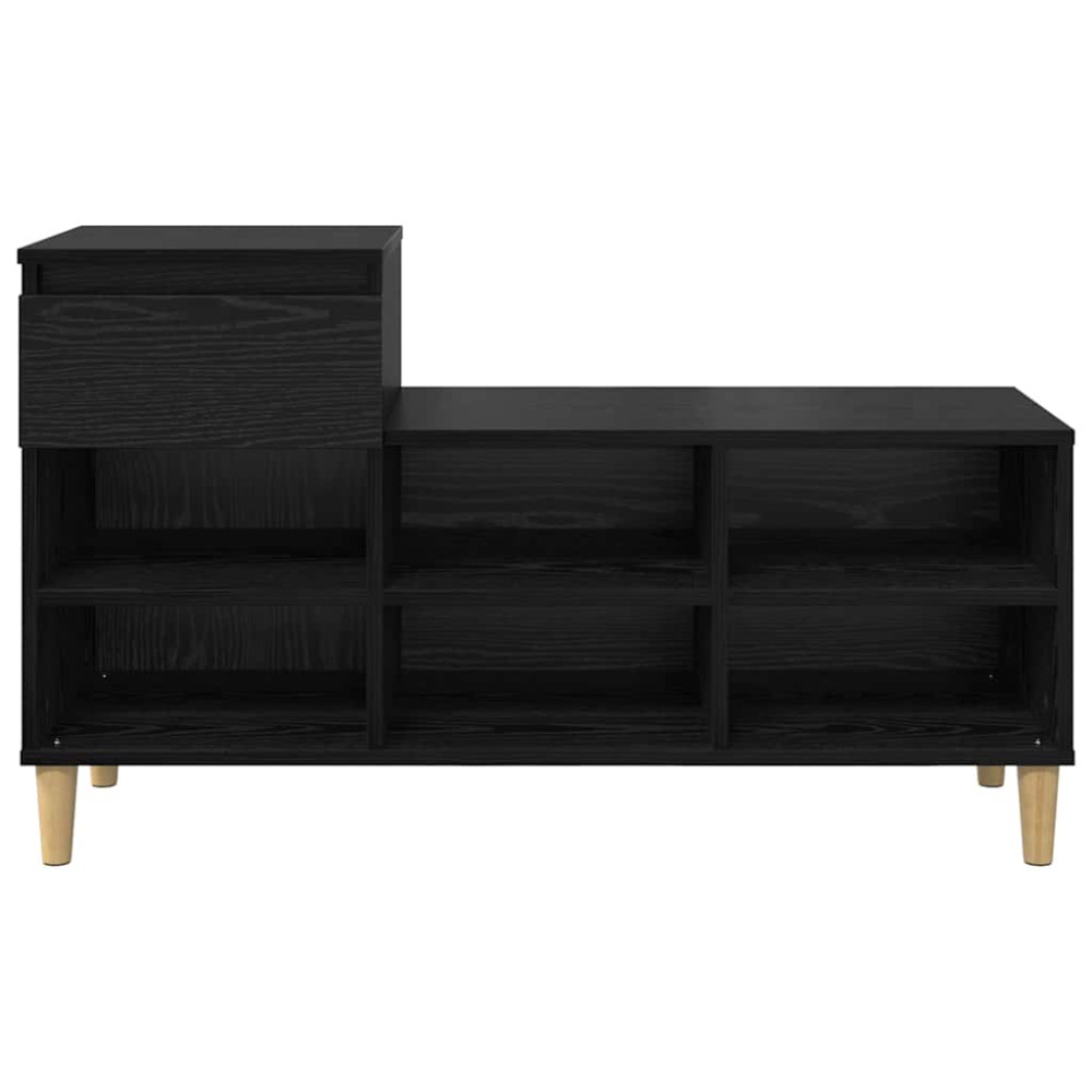 Produktbild för Skoskåp med låda Svart Ek 102 x 36 x 60 cm Konstruerat trä
