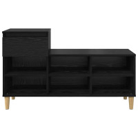 Produktbild för Skoskåp med låda Svart Ek 102 x 36 x 60 cm Konstruerat trä