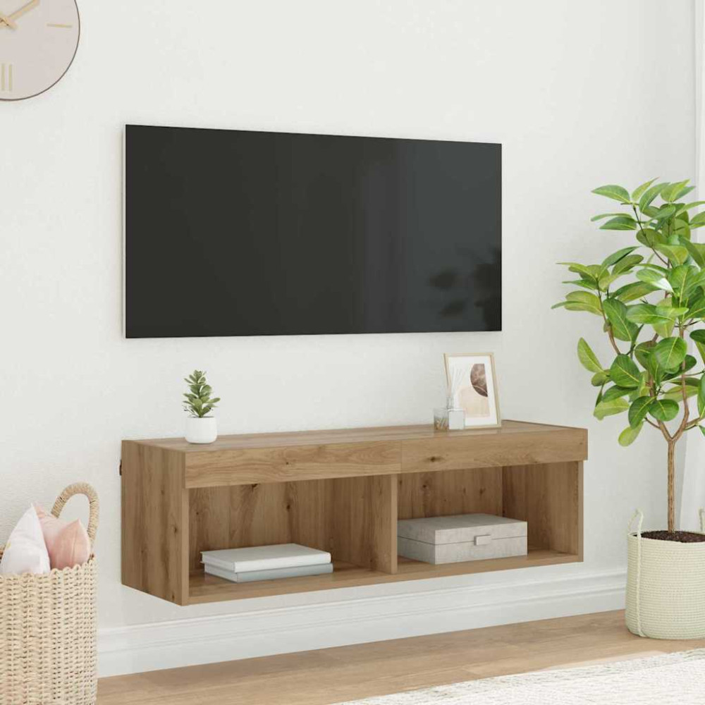 Produktbild för TV Vägghylla 100 x 30 x 30 cm Artisan Ek Konstruerat trä