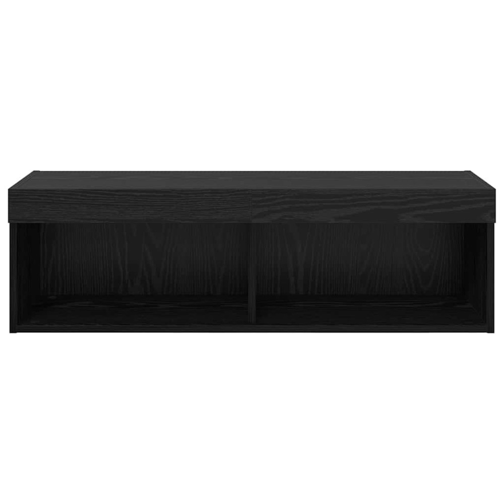 Produktbild för TV Vägghylla med LED Svart Ek 100 x 30 x 30 cm Konstruerat trä