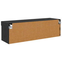 Produktbild för TV Vägghylla med LED Svart Ek 100 x 30 x 30 cm Konstruerat trä