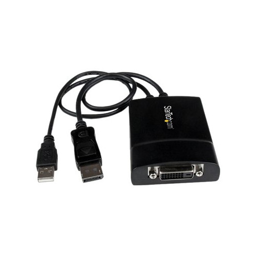 StarTech.com StarTech.com DisplayPort till DVI Dual Link aktiv adapter - DisplayPort till DVI-D adapter videokonverterare 2560x1600 60 Hz - DP 1.2 till DVI-skärm - USB-driven - Låsande DP-kontakt - DisplayPort-/ DVI-adapter - 37 cm