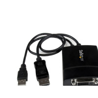 Produktbild för StarTech.com DisplayPort till DVI Dual Link aktiv adapter - DisplayPort till DVI-D adapter videokonverterare 2560x1600 60 Hz - DP 1.2 till DVI-skärm - USB-driven - Låsande DP-kontakt - DisplayPort-/ DVI-adapter - 37 cm