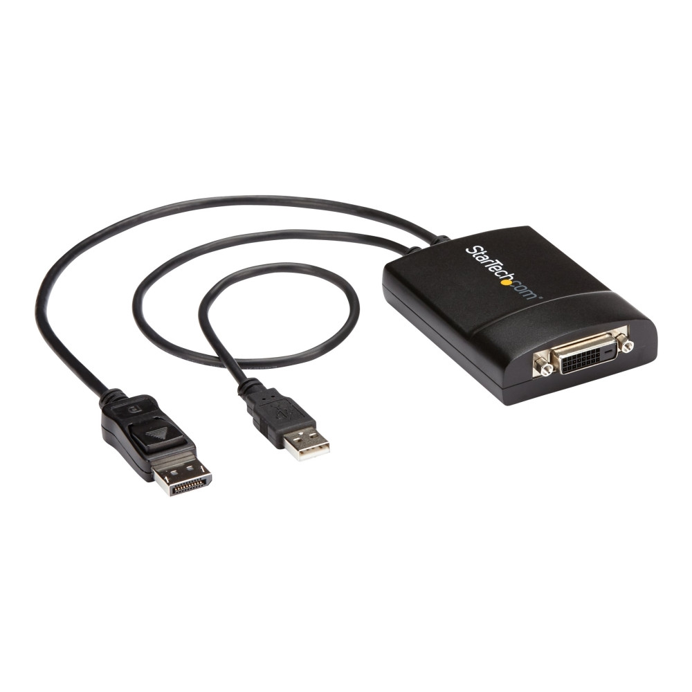 Produktbild för StarTech.com DisplayPort till DVI Dual Link aktiv adapter - DisplayPort till DVI-D adapter videokonverterare 2560x1600 60 Hz - DP 1.2 till DVI-skärm - USB-driven - Låsande DP-kontakt - DisplayPort-/ DVI-adapter - 37 cm