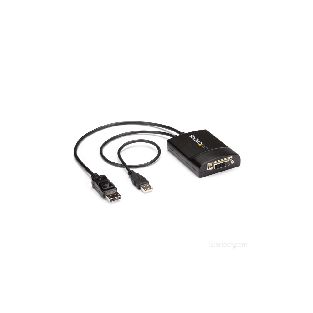 Produktbild för StarTech.com DisplayPort till DVI Dual Link aktiv adapter - DisplayPort till DVI-D adapter videokonverterare 2560x1600 60 Hz - DP 1.2 till DVI-skärm - USB-driven - Låsande DP-kontakt - DisplayPort-/ DVI-adapter - 37 cm