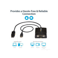 Produktbild för StarTech.com DisplayPort till DVI Dual Link aktiv adapter - DisplayPort till DVI-D adapter videokonverterare 2560x1600 60 Hz - DP 1.2 till DVI-skärm - USB-driven - Låsande DP-kontakt - DisplayPort-/ DVI-adapter - 37 cm