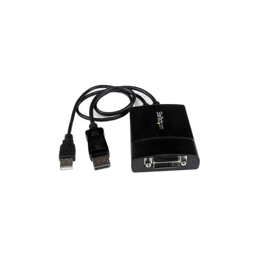 Produktbild för StarTech.com DisplayPort till DVI Dual Link aktiv adapter - DisplayPort till DVI-D adapter videokonverterare 2560x1600 60 Hz - DP 1.2 till DVI-skärm - USB-driven - Låsande DP-kontakt - DisplayPort-/ DVI-adapter - 37 cm