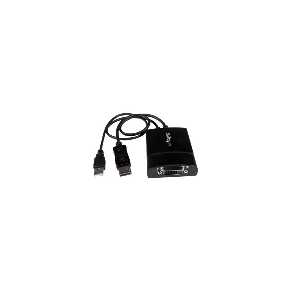 Produktbild för StarTech.com DisplayPort till DVI Dual Link aktiv adapter - DisplayPort till DVI-D adapter videokonverterare 2560x1600 60 Hz - DP 1.2 till DVI-skärm - USB-driven - Låsande DP-kontakt - DisplayPort-/ DVI-adapter - 37 cm