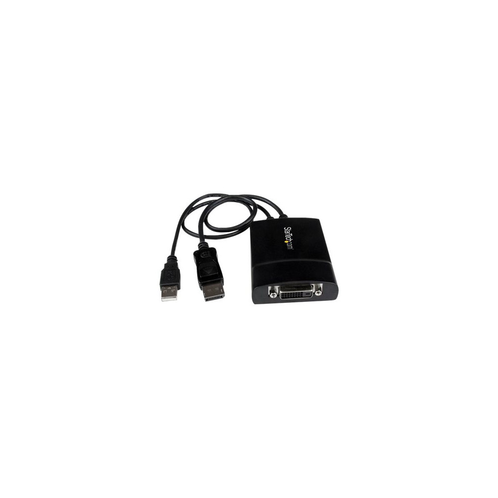 Produktbild för StarTech.com DisplayPort till DVI Dual Link aktiv adapter - DisplayPort till DVI-D adapter videokonverterare 2560x1600 60 Hz - DP 1.2 till DVI-skärm - USB-driven - Låsande DP-kontakt - DisplayPort-/ DVI-adapter - 37 cm