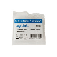 Produktbild för LogiLink hörlursadapter för flygplan