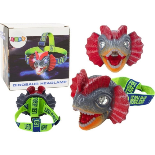 LEANToys LeanToys Dino dinosaurie pannlampa justerbart pannband 3 LED
