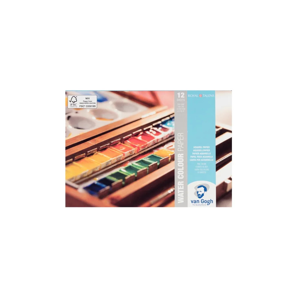 Produktbild för Van Gogh Watercolour paper block | 10.5 x 15 cm, 300 g, 12 s...