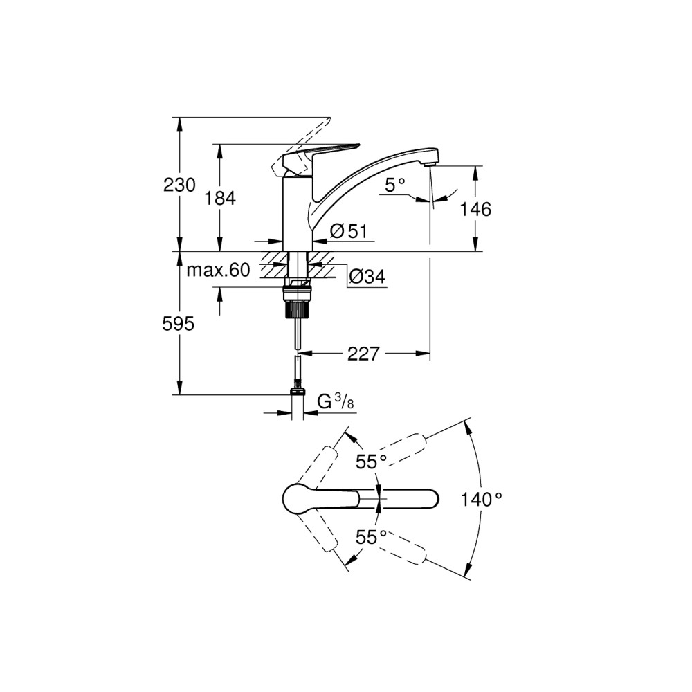 Produktbild för Grohe Start etg kitchen low