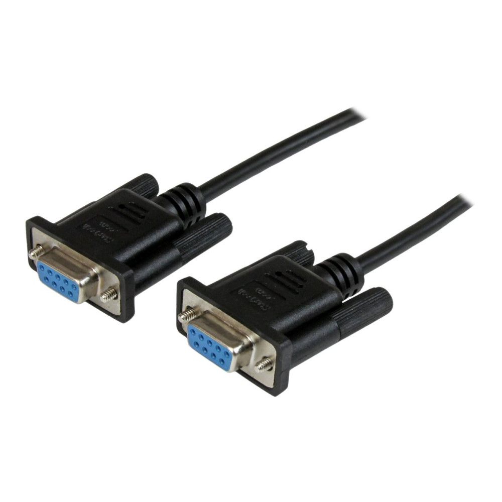 Produktbild för StarTech.com 2 m svart DB9 RS232 seriell nollmodemskabel F/F - nollmodemkabel - DB-9 till DB-9 - 2 m