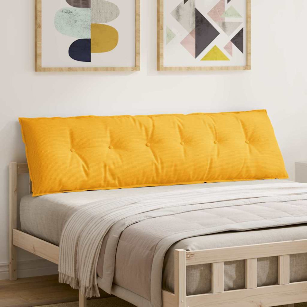Produktbild för Ryggkudde Ljusgul 180 x 50 cm Kordread tyg