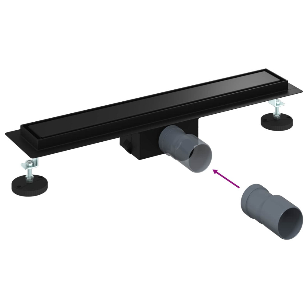 Produktbild för 2 i 1 Duschavlopp Svart 50 cm Rostfritt Stål 304