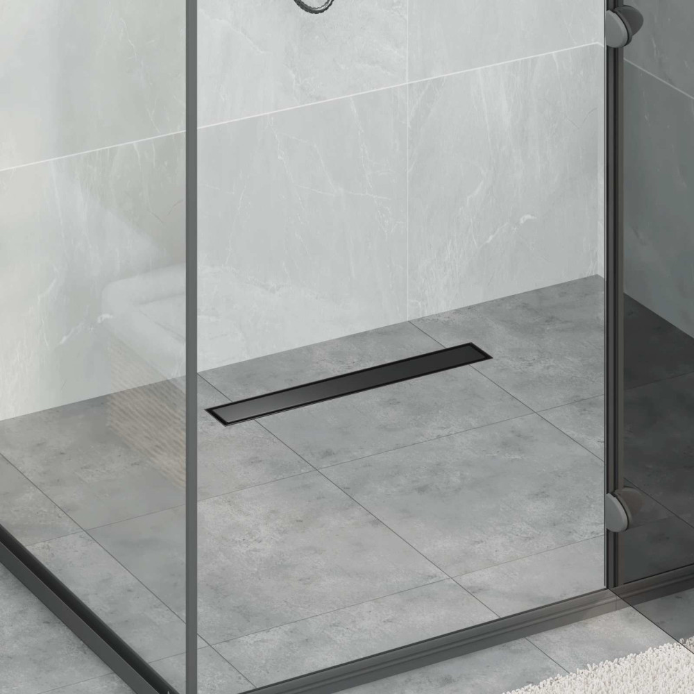 Produktbild för 2 i 1 Duschavlopp Svart 60 cm Rostfritt Stål 304