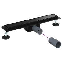 Produktbild för 2 i 1 Duschavlopp Svart 60 cm Rostfritt Stål 304