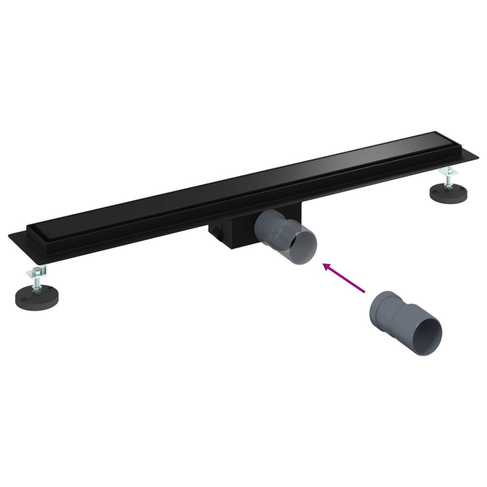 Produktbild för 2 i 1 Duschavlopp Svart 70 cm Rostfritt Stål 304