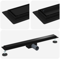 Produktbild för 2 i 1 Duschavlopp Svart 70 cm Rostfritt Stål 304