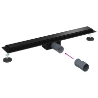Produktbild för 2 i 1 Duschavlopp Svart 80 cm Rostfritt Stål 304
