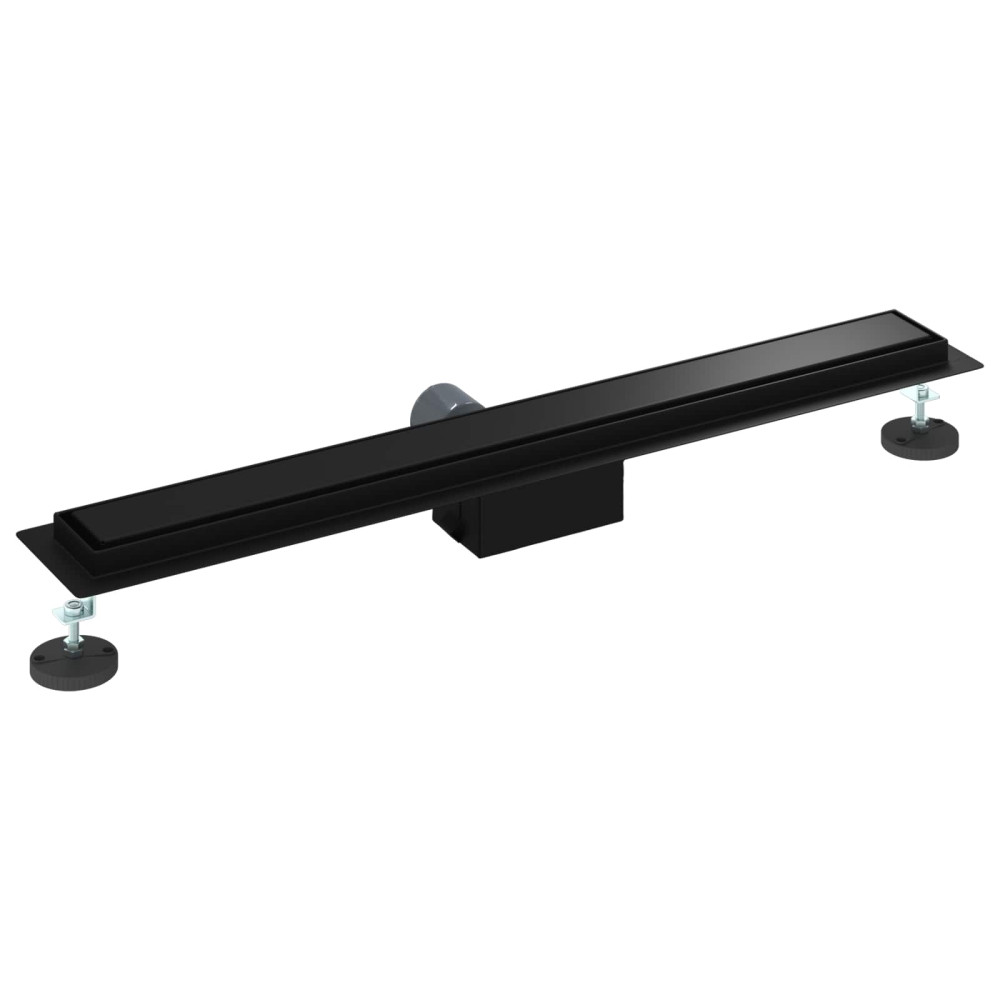 Produktbild för 2 i 1 Duschavlopp Svart 80 cm Rostfritt Stål 304