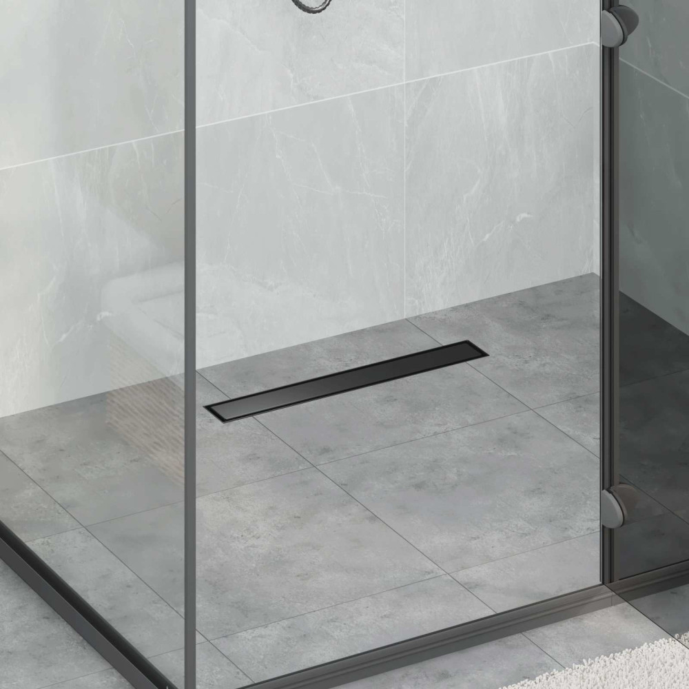 Produktbild för Duschavlopp 2-i-1 med 360° Siphon Svart 50 cm