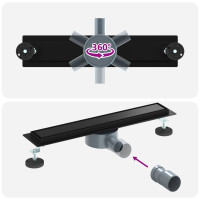 Produktbild för Duschavlopp 2-i-1 med 360° Siphon Svart 50 cm