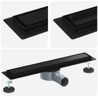 Produktbild för Duschavlopp 2-i-1 med 360° Siphon Svart 50 cm