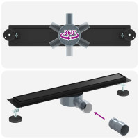 Produktbild för Duschavlopp 2-i-1 med 360° Siphon Svart 60 cm